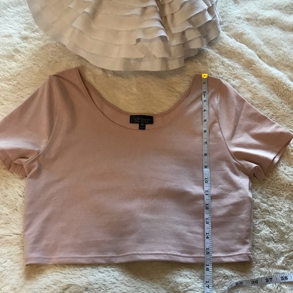 Topshop NWOT Crop Top Short Sleeve Blush Size 12 - Picture 5 of 7